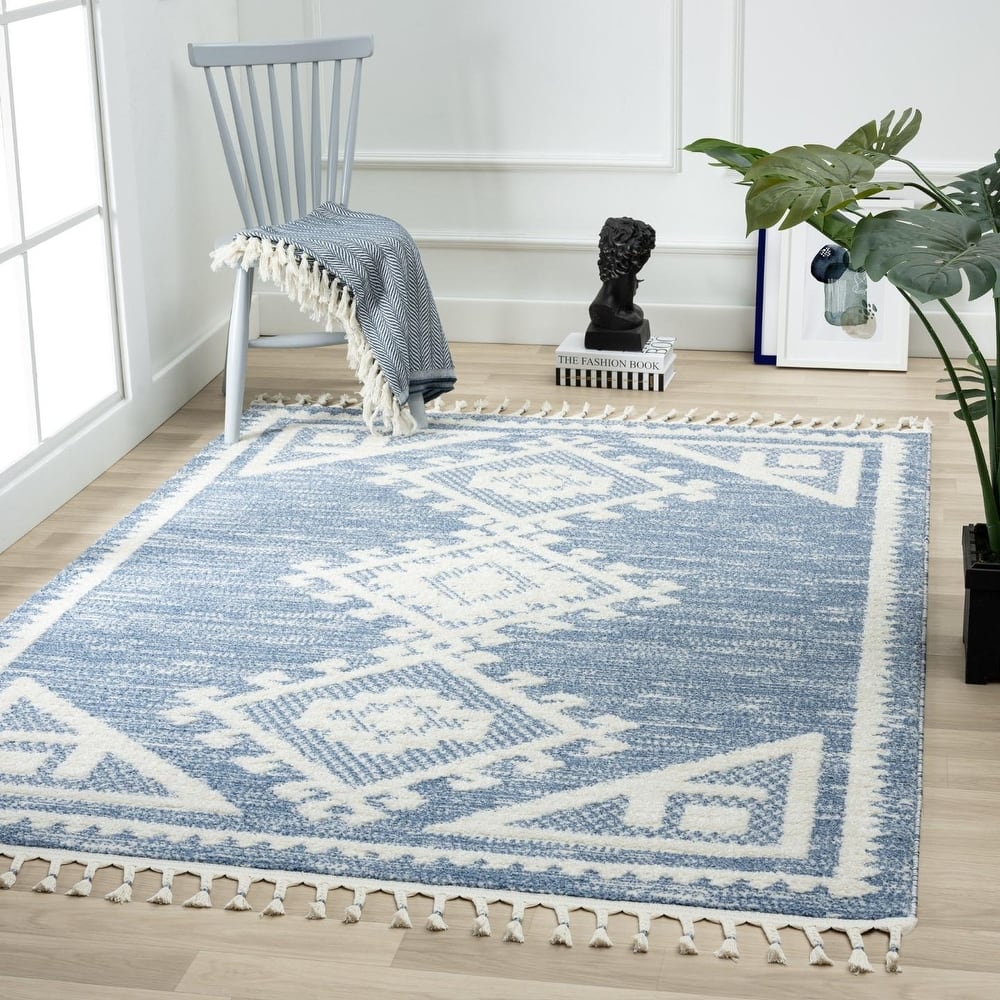 Luxe Weavers South Western Fringe Geometric Area Rug for Living Rooms