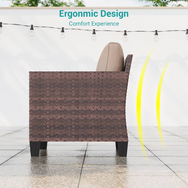 LIVOOSUN 2Pcs Outdoor Seating Sets Patio Brown Rattan Furniture Chair