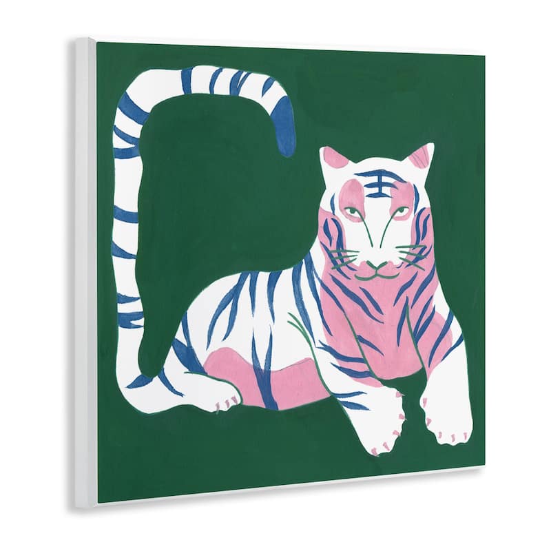 Stupell Modern Tiger with Curved Tail Wall Plaque Art Design By Melissa Wang