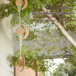 Glitzhome 8.5ft Faux Copper Patina Finish Sun and Moon Rain Chain with Clip