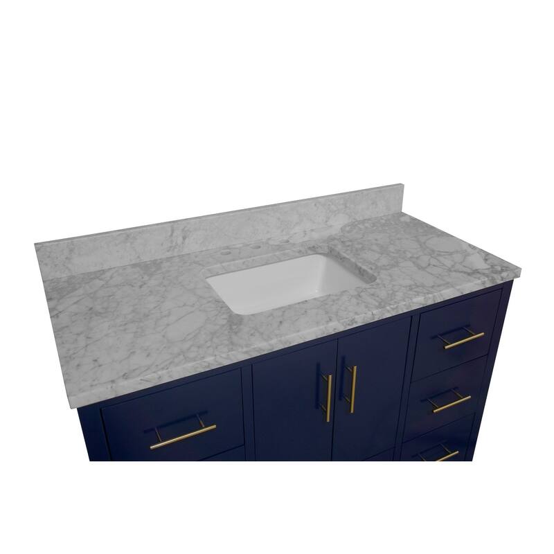 KitchenBathCollection California 48" Bathroom Vanity with Carrara Marble Top