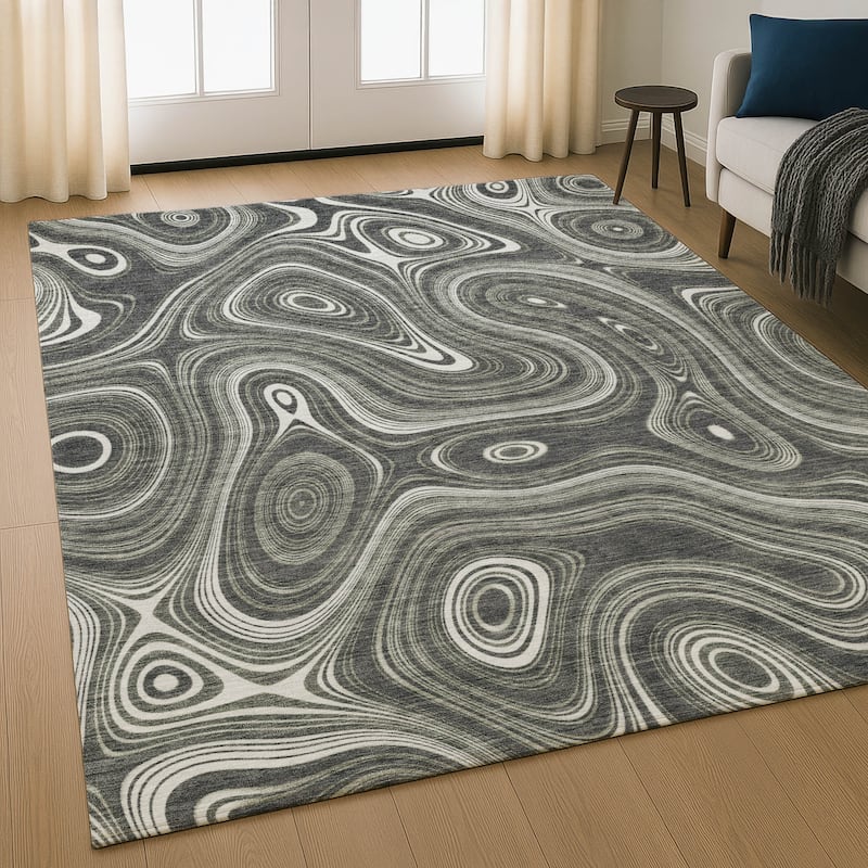 Premium Washable Super Soft Contemporary Alfa Mayfield Rug - Gray - 10' x 14'