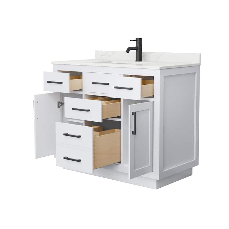 Beckett TK 42-inch Single Vanity, Single Hole Quartz Top