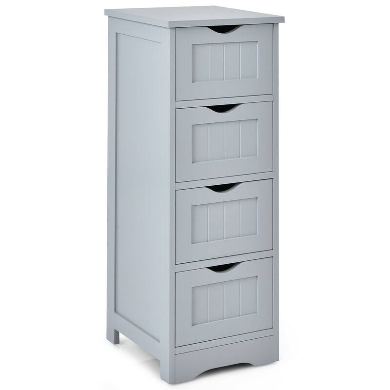 Gymax Bathroom Floor Cabinet Free Standing Storage Side Organizer W/4 - See Details