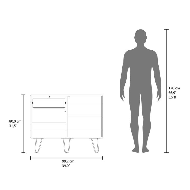Modern Finish Sideboard, 2 Doors, 1 Drawer, 4 Shelves with durable Materials