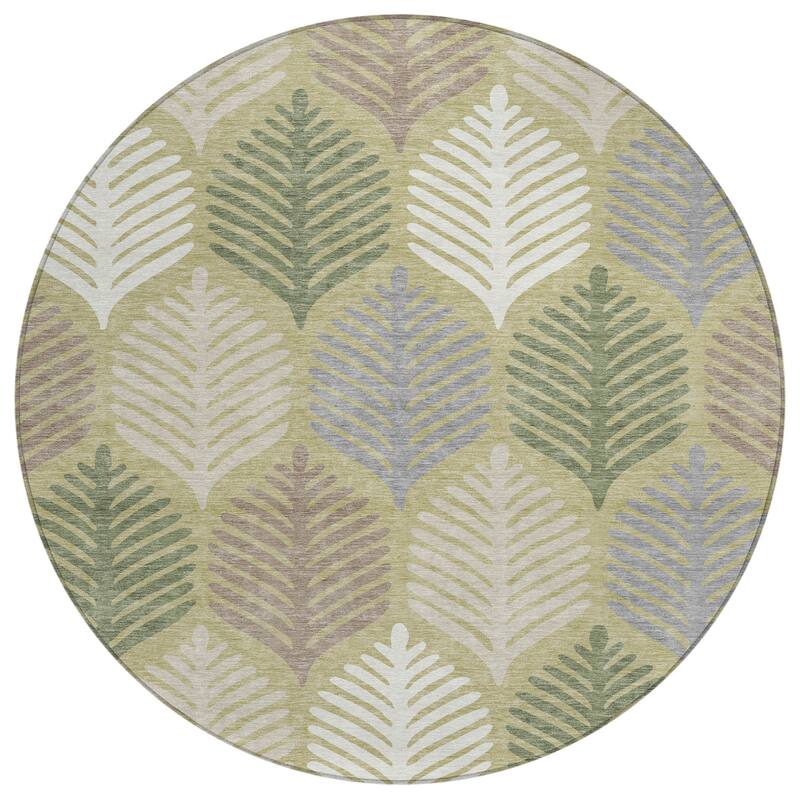 Machine Washable Indoor/ Outdoor Modern Fern Chantille Rug