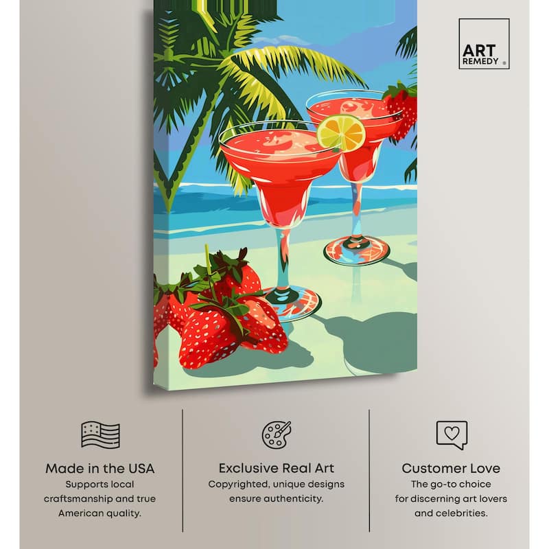 Strawberry Daiquri Breeze Canvas by Art Remedy, Gallery Wrapped