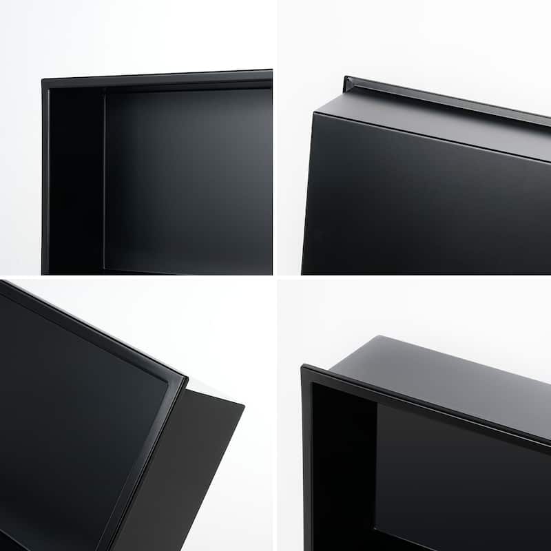 24.4"x8.66"x3.93" Stainless Steel Black Rectangular Recessed Shower Niche 18 Gauge