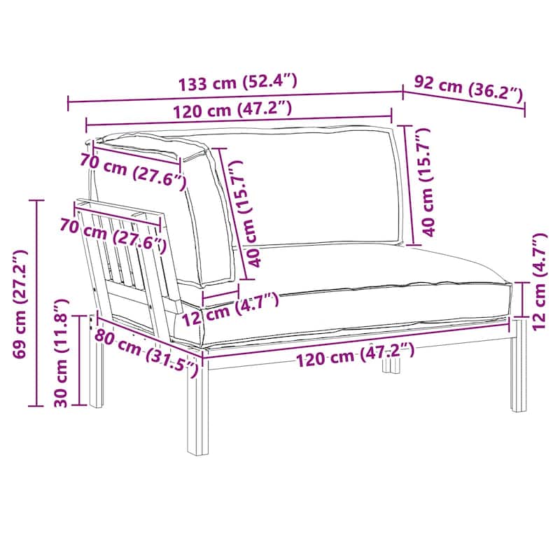vidaXL Sofa Set in Solid Acacia Wood