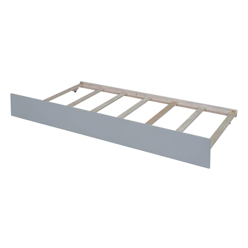 Twin Size Wood Daybed with Trundle and Fence Guardrails