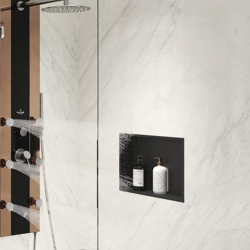 12-in x 16-in Ultra-thin Frame Recessed Stainless Steel Shower Niche Matte Black