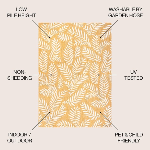 dimension image slide 3 of 23, JONATHAN Y Galon Palm Frond Indoor/Outdoor Area Rug