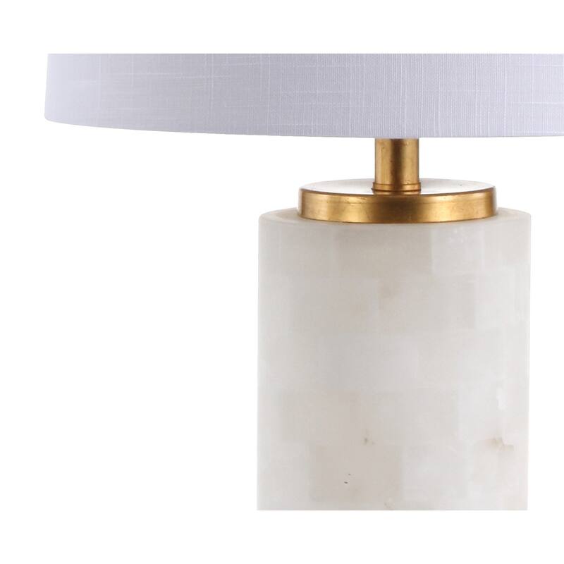 Versailles 25.5" Alabaster LED Table Lamp, White/Gold Leaf by JONATHAN Y