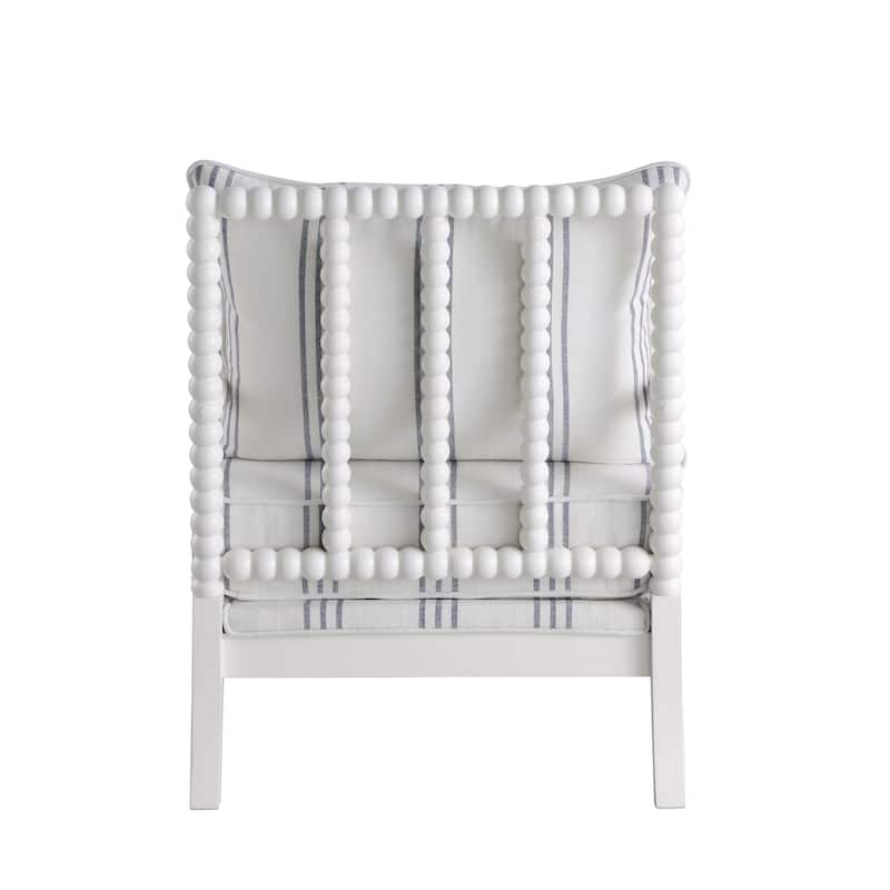 Penelopina White and Navy Upholstered Stripe Accent Chair