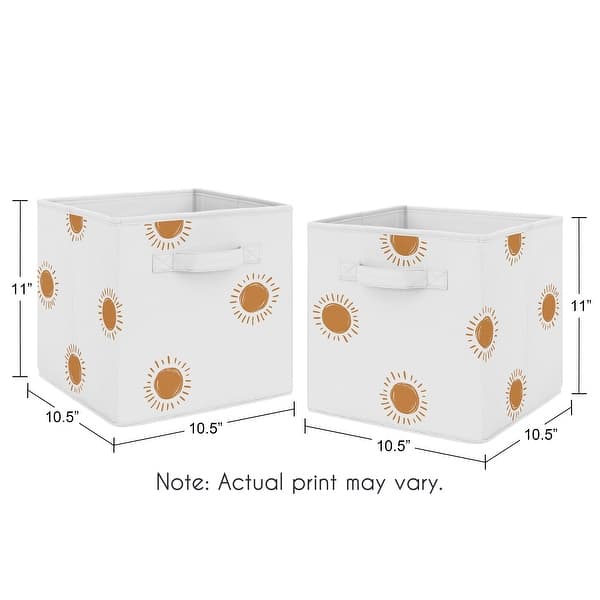 Orange and White Boho Sun Foldable Fabric Storage Bin Pumpkin Orange Retro Bohemian Celestial Sunshine Minimalist Gender Neutral