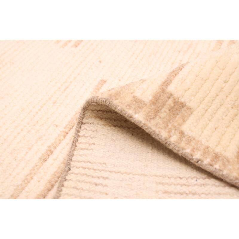 ECARPETGALLERY Hand-knotted Tangier Cream Wool Rug - 5'0 x 7'11