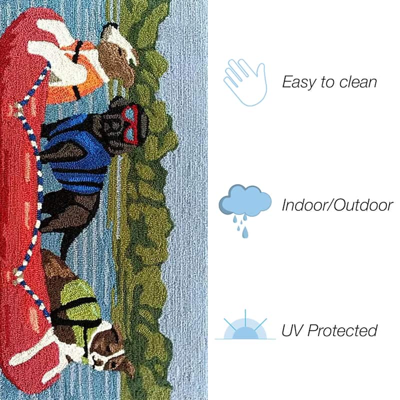 Liora Manne Frontporch Rafting Dogs Indoor/Outdoor Area Rug