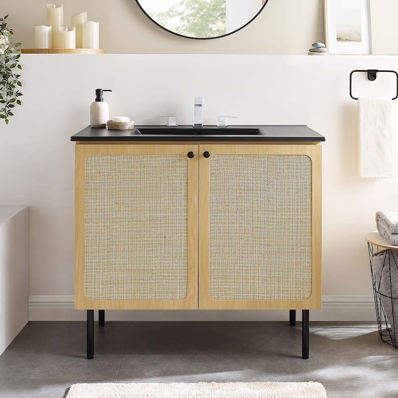 Chaucer Bathroom Vanity with Black Basin Included - Oak Black - 36"