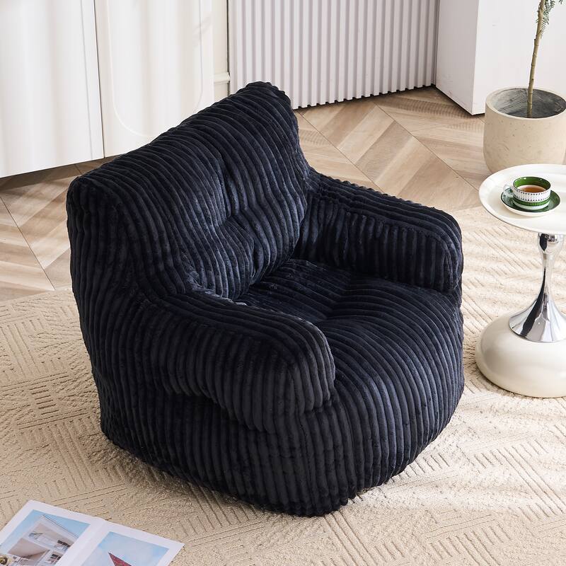 Soft Fluffy Corduroy Fabric Bean Bag Chair Filled With Memory Sponge