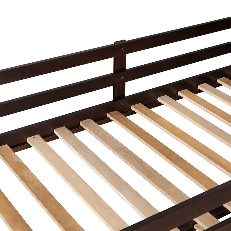Solid Wood Twin Over Twin Bunk Bed with Trundle and Staircase