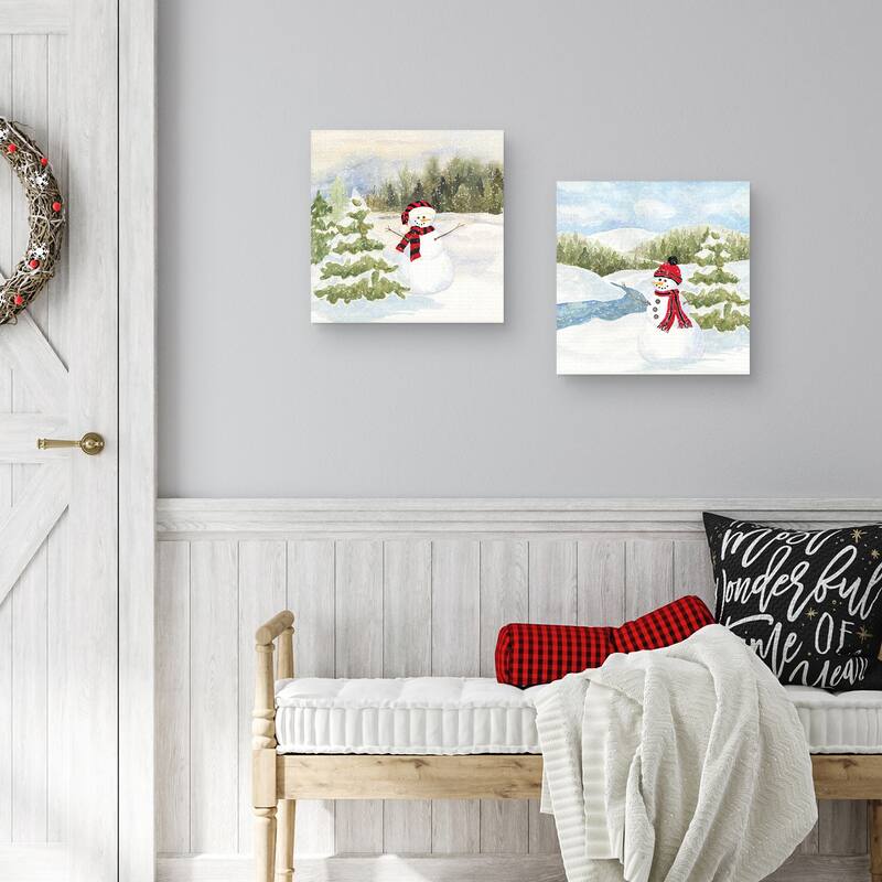 Snowman Wonderland II, Snowman Wonderland III by Tara Reed Canvas Art Prints