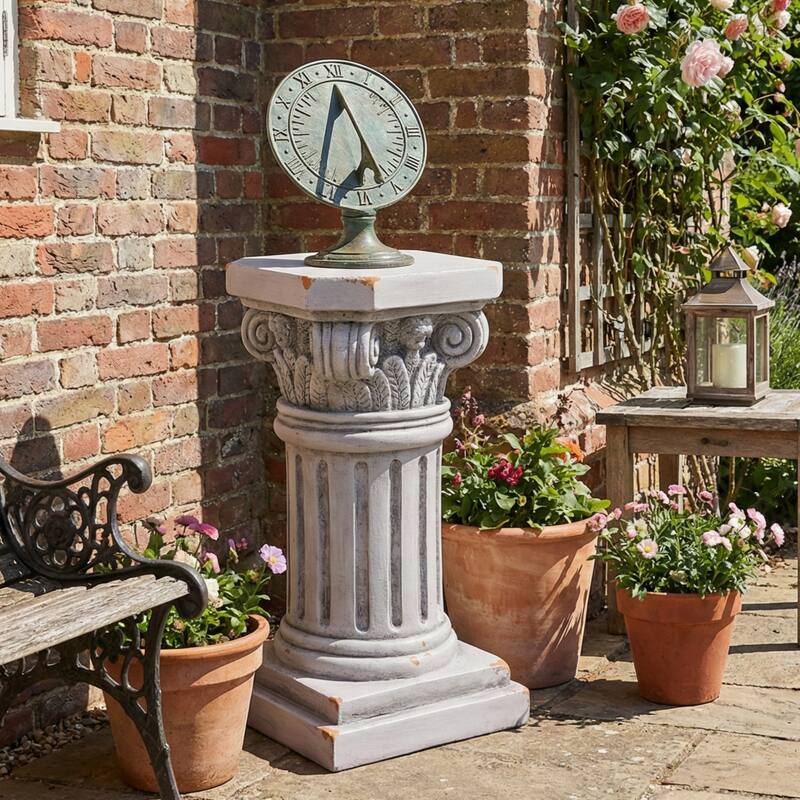 Christopher Knight Home - 18.50"H Classical Ionic MGO Pedestal Plant Stand Side Table for Indoor & Outdoor
