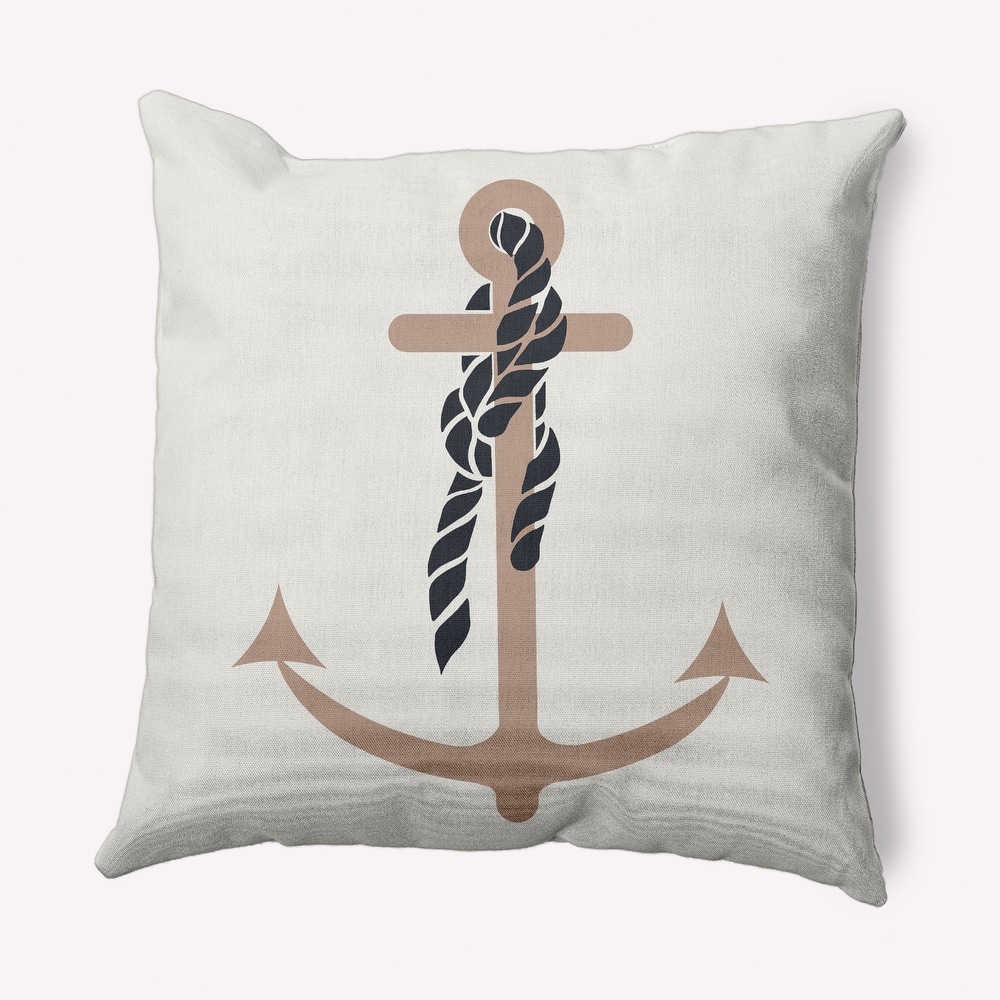 Anchor and Rope Nautical Indoor/Outdoor Throw Pillow