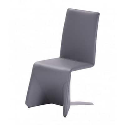 Gray/Gray Leather Upholstered Metal Frame Dining Chair, Set of 2, Sturdy Dining Chair for Dining Rooms - 24.6