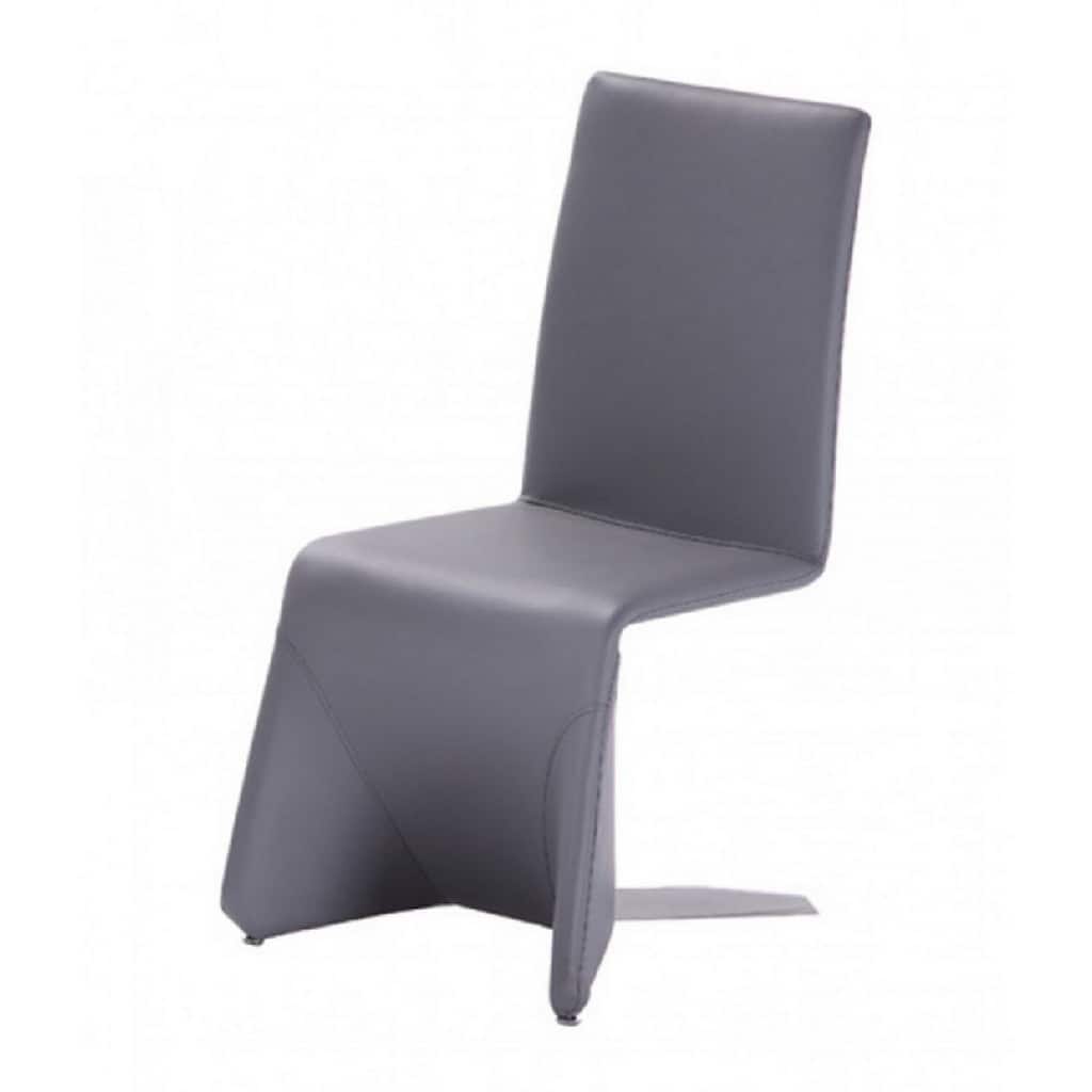 Gray/Gray Leather Upholstered Metal Frame Dining Chair, Set of 2, Sturdy Dining Chair for Dining Rooms - 24.6