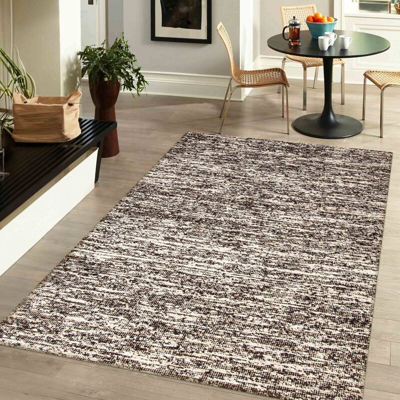 ECARPETGALLERY Braid weave Sienna Dark Brown Wool Rug - 6'1 x 9'0