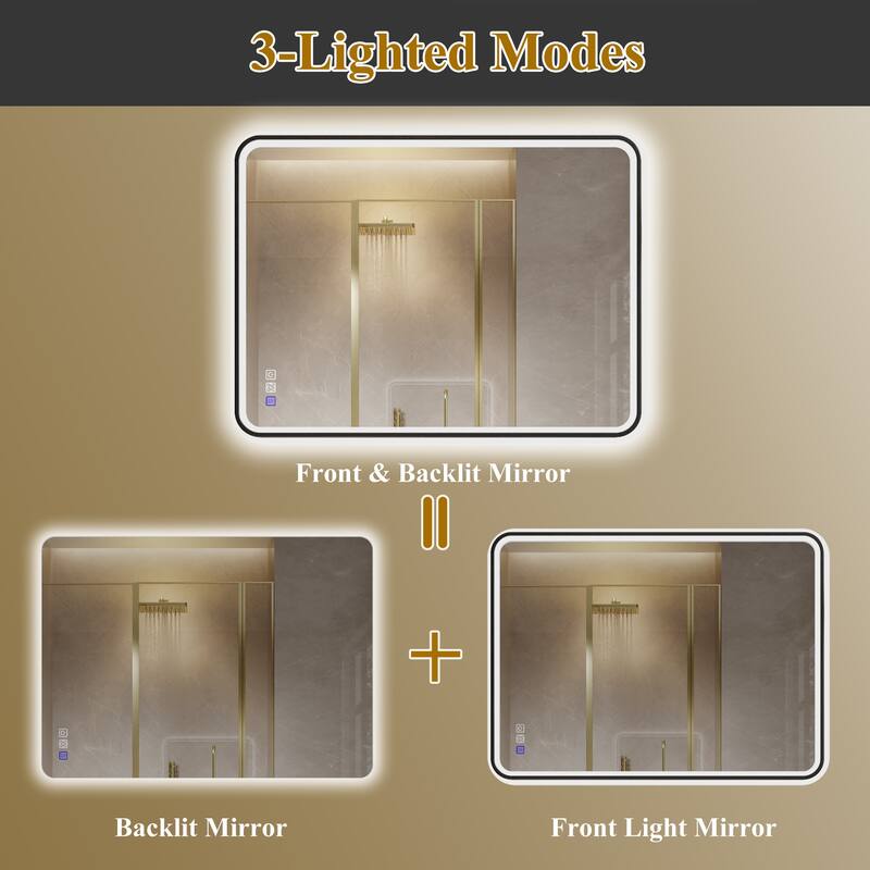 ExBrite Bathroom LED Mirror with Defog, Stepless Dimming