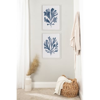 Sylvie Beaded Neutral Blue 1 2 Canvas Set by Creative Bunch Studio