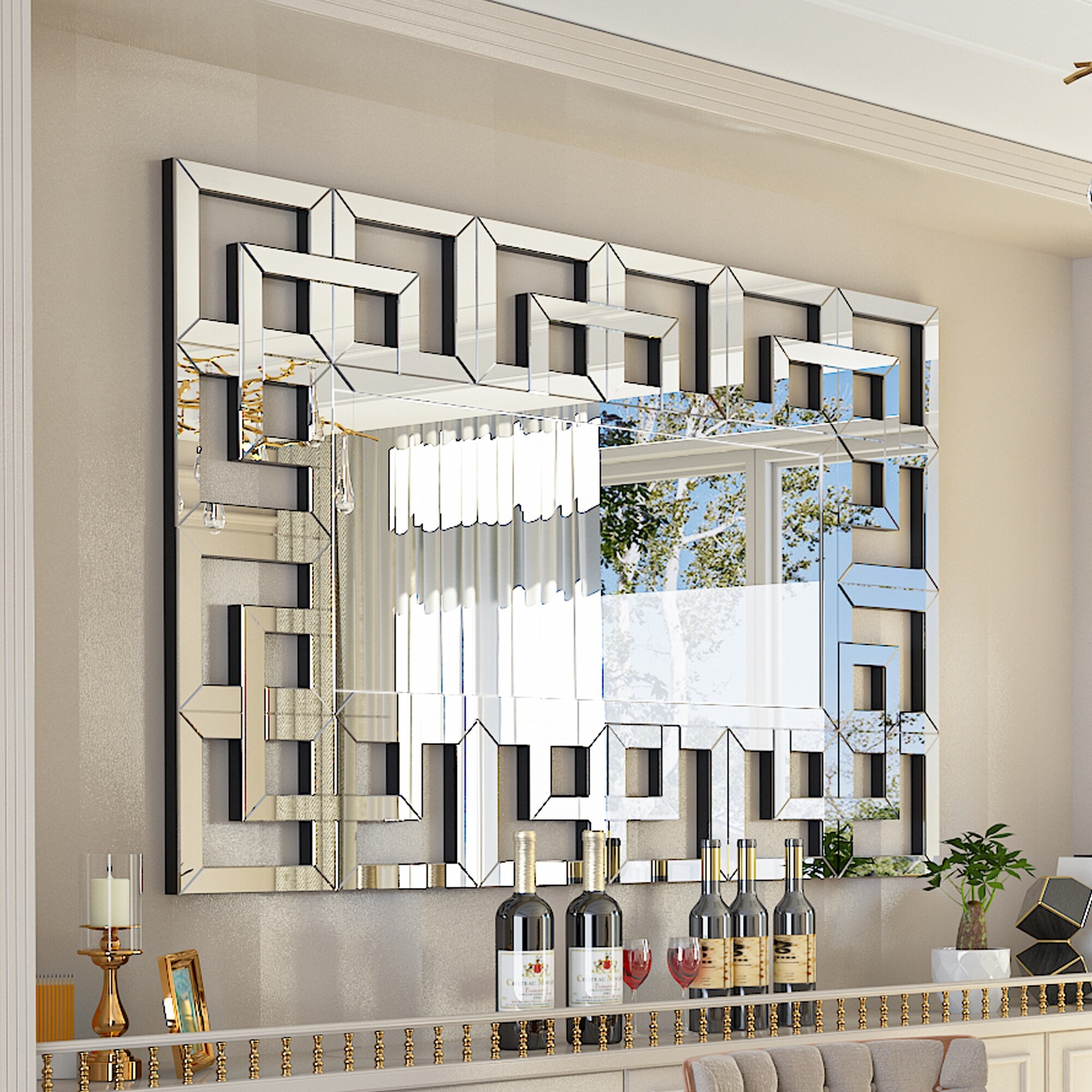 メーカー直売 - 人気ランキング Mirror Wall Accent Border Geometric Retro - Bed - Sale On 小物