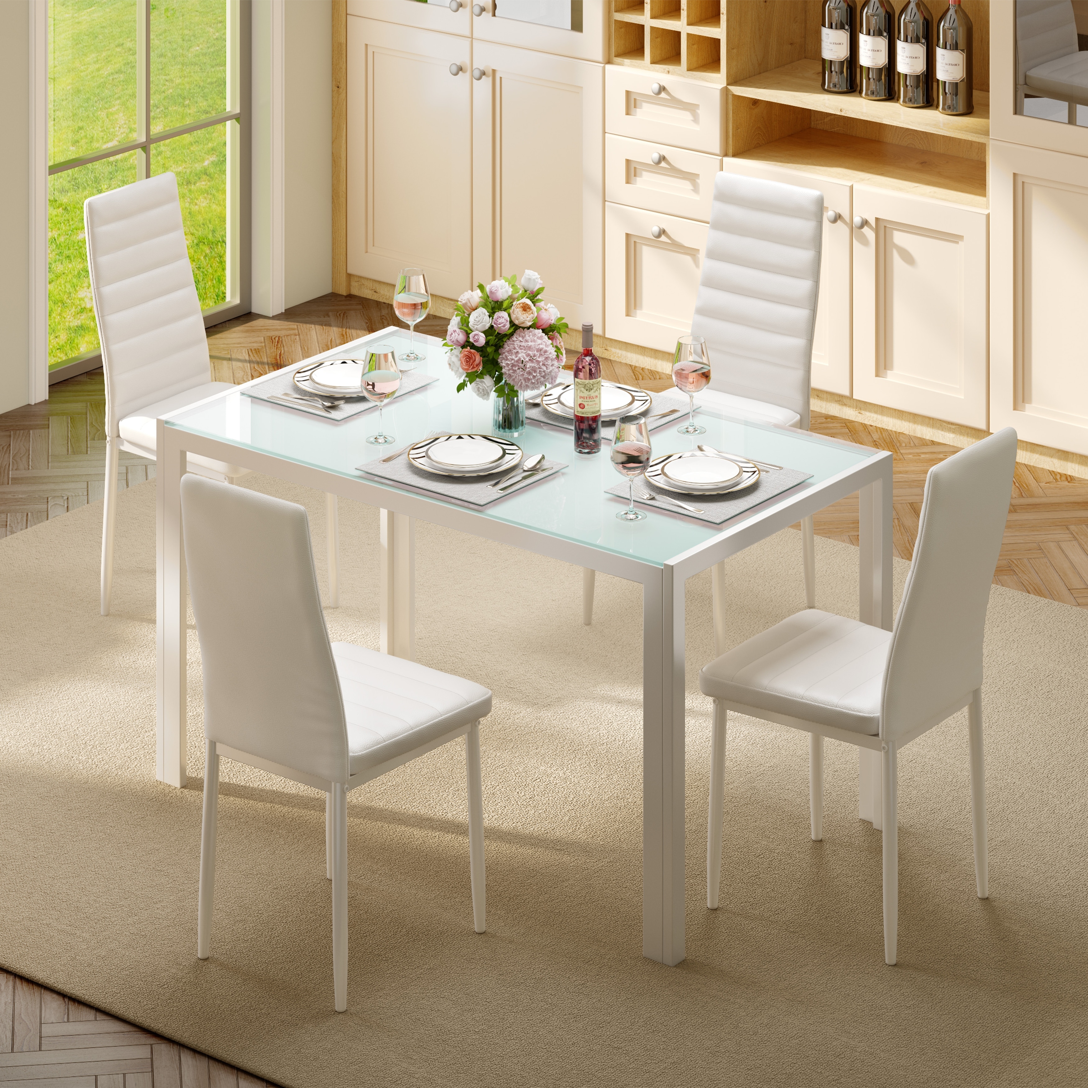 Tall glass dining shop table