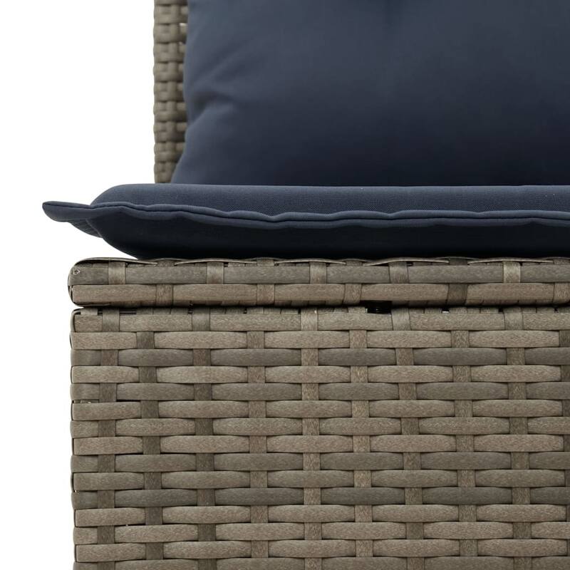 vidaXL 7 Piece Patio Sofa Set with Cushions Grey Poly Rattan - 24.4" x 24.4" x 27.2"