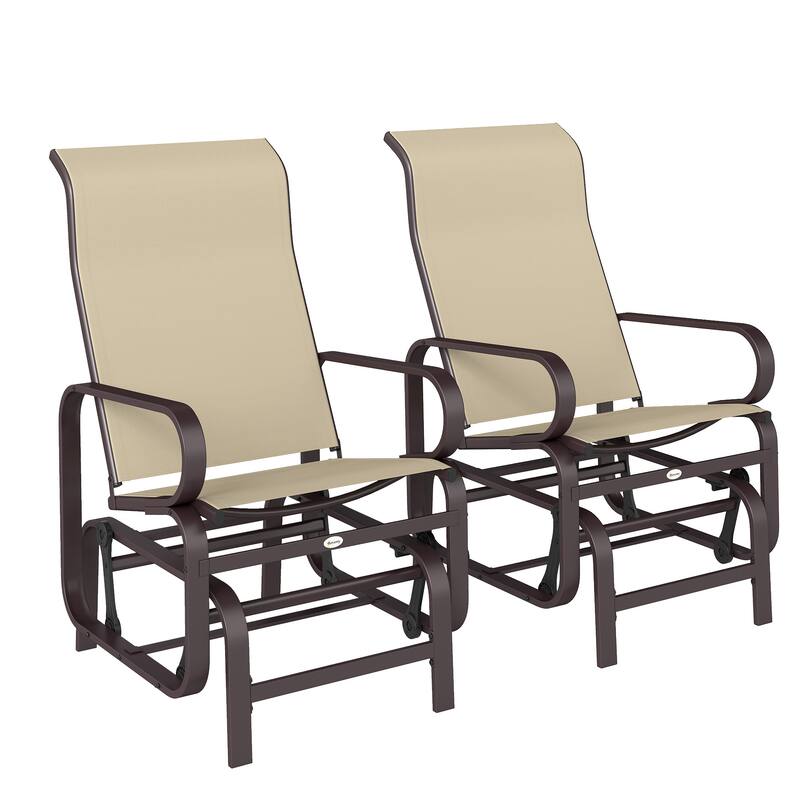 Outsunny Outdoor Glider Chair Set of 2, Gliders for Outside Patio with Smooth Rocking Mechanism