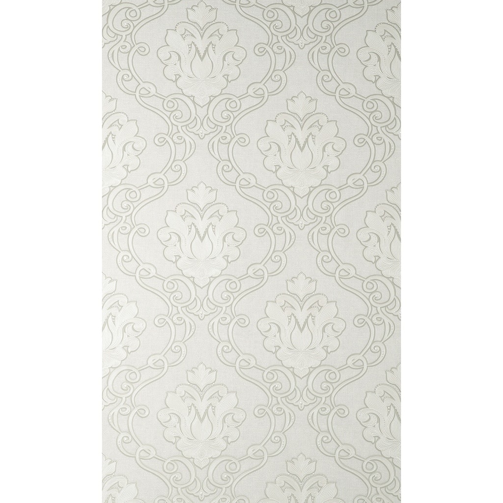 Fine Decor Florentine White Damask Wallpaper