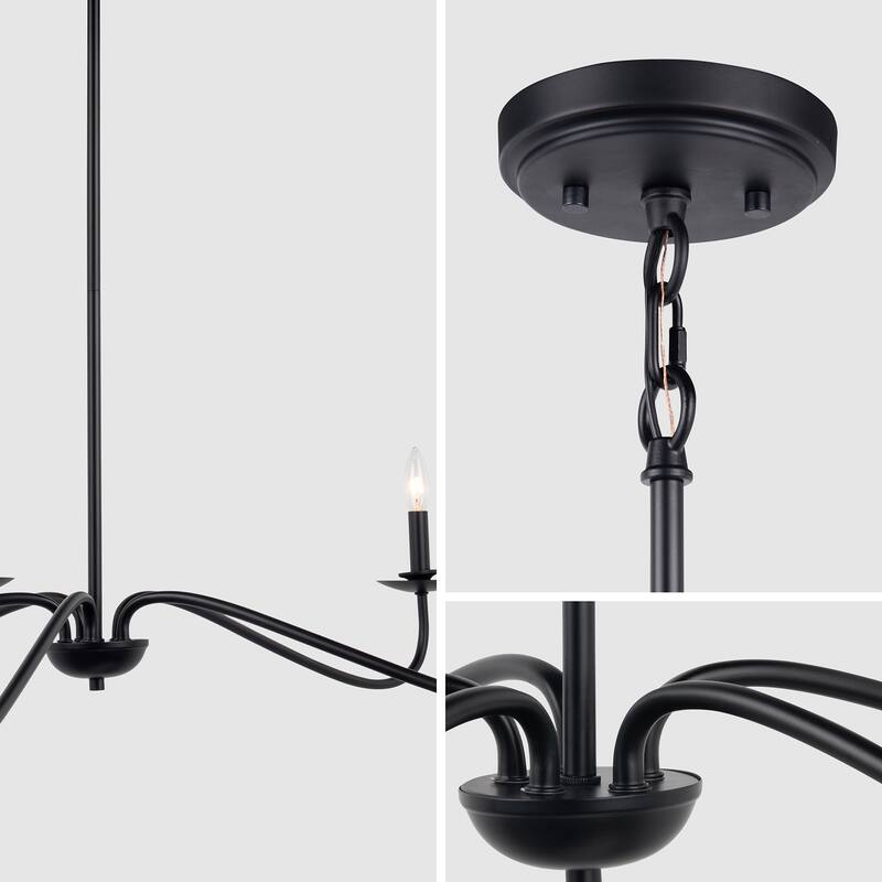 Black Transitional Dimmable 5-Light Candle Chandelier