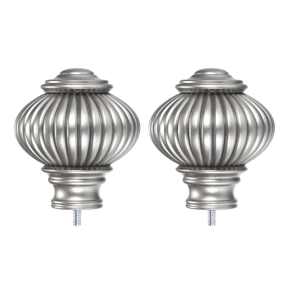 Curtain Rod Finials, Plastic End for 19mm Dia(Max.) Rod, 78mm x 65mm Gray 2pcs