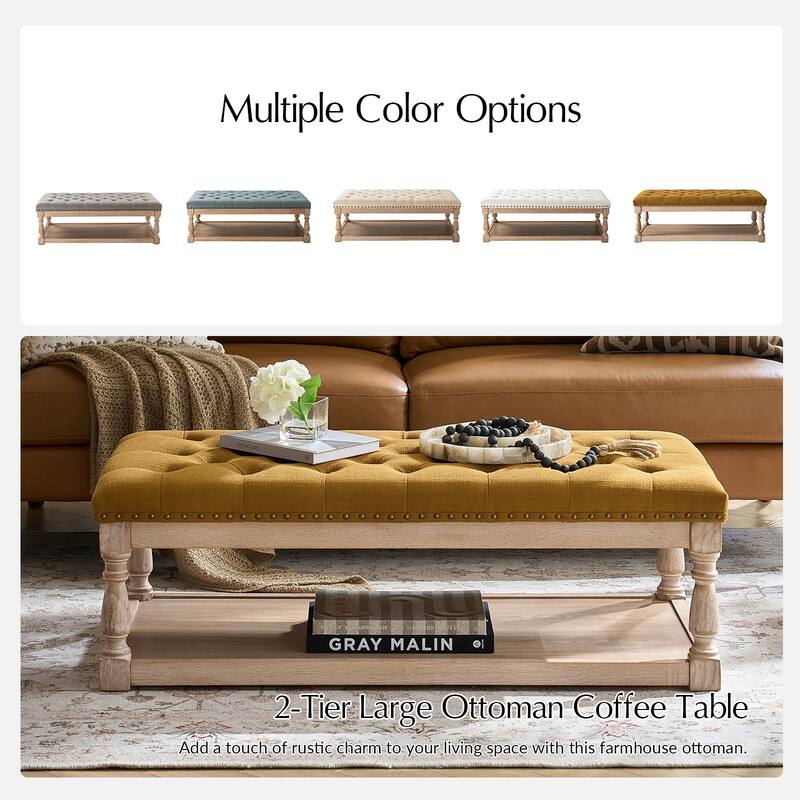 Conelius Upholstered Traditional Rectangular Cocktail Ottoman with a Tray by HULALA HOME