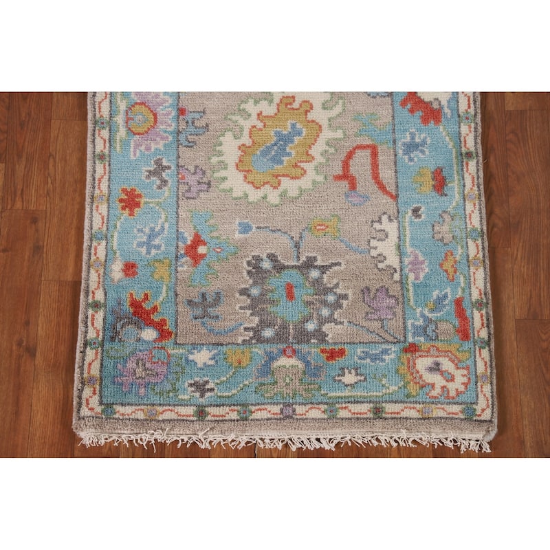 Floral Oushak Oriental Accent Rug Handmade Wool Carpet - 2'7"x 5'10"