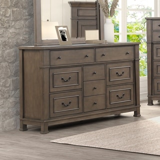 Furniture of America Quinlan Dark Walnut Wood 9-Drawer Dresser