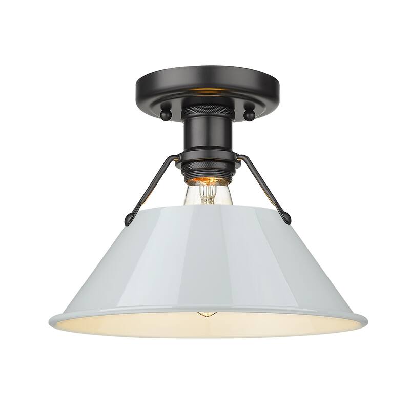 Yep by Golden Lighting Orwell 1-light Flush Mount in Matte Black and Dusky Blue shade