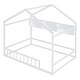 preview thumbnail 15 of 18, Wooden Full Size House Bed with Storage Shelf,Kids Bed with Fence and Roof, Gray