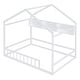 preview thumbnail 15 of 36, Wooden House Bed with Storage Shelf, Kids Bed with Fence & Roof