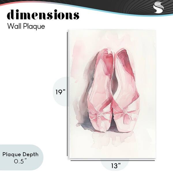 dimension image slide 0 of 2, Stupell Soft Blush Ballet Slippers Wall Plaque Design By Ray Powers
