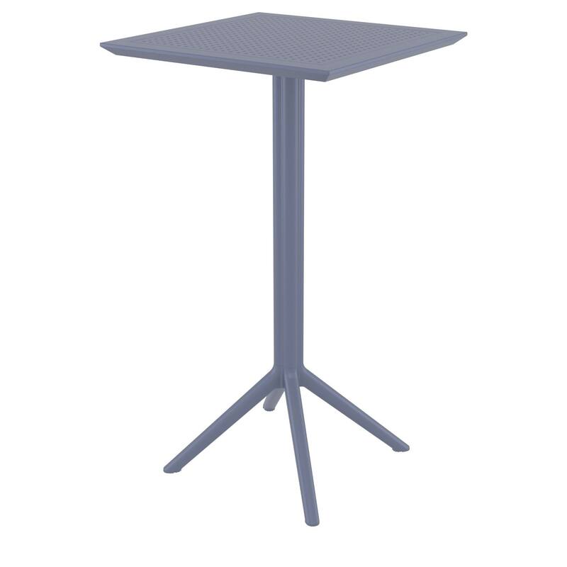 42.5" Gray Folding Square Outdoor Patio Bar Table