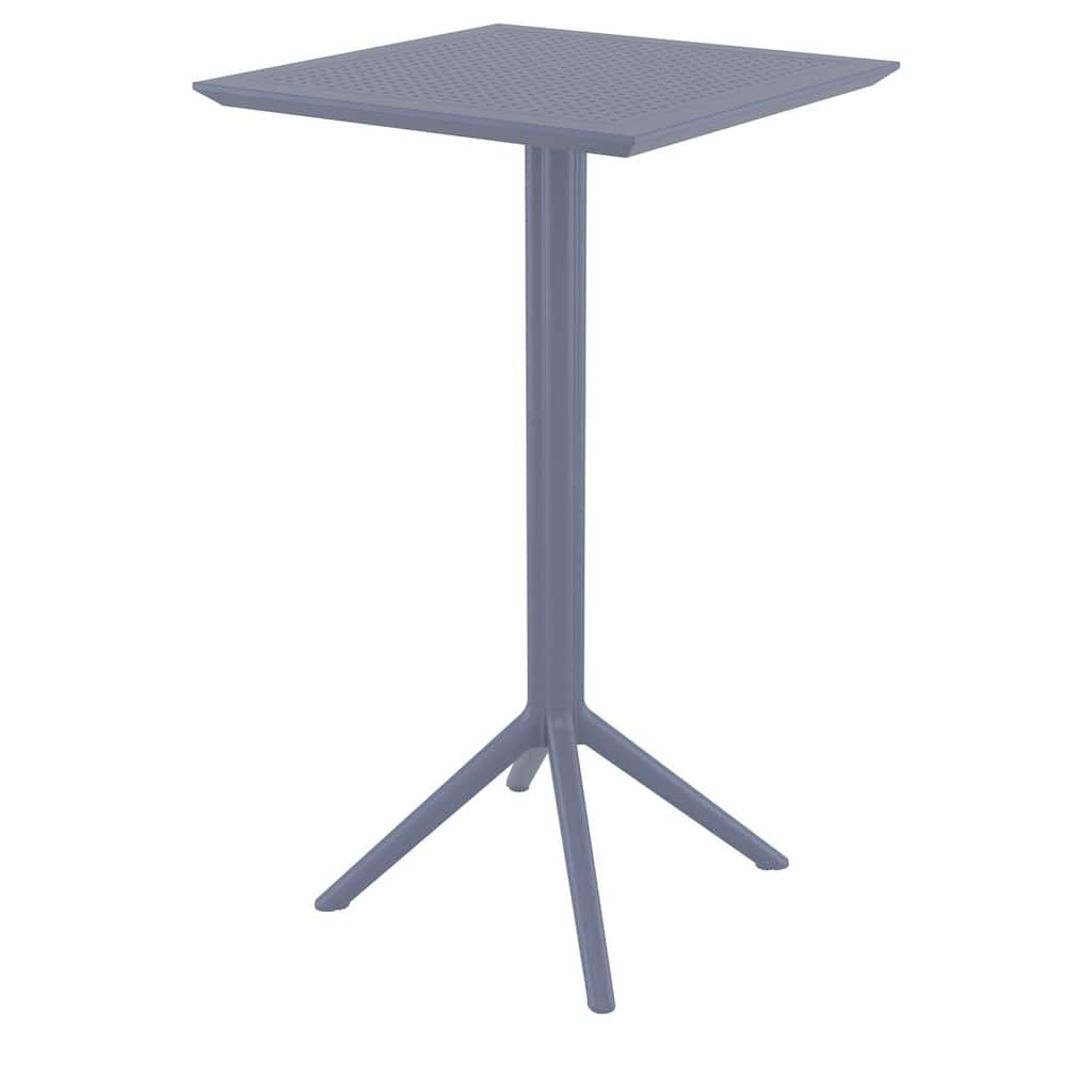 42.5" Gray Folding Square Outdoor Patio Bar Table