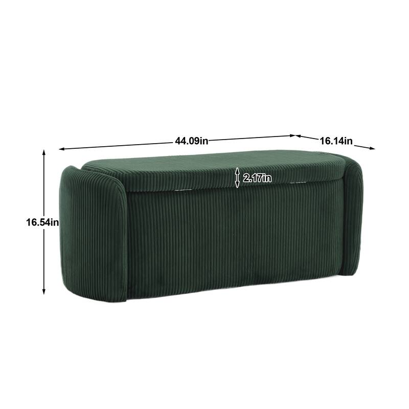 Bedroom End Bench,Upholstered Fabric Storage Ottoman with Safety Hinge, Entryway Padded Footstool,