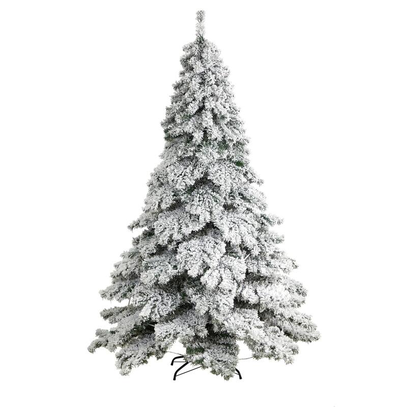 7ft Flocked Christmas Tree with Warm White Lights - Holiday Decor & Festive Display - 84